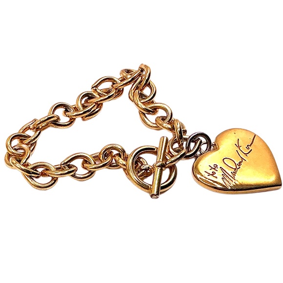 MICHAEL KORS Gold Tone Heart Charm Chain Bracelet 7” - Picture 2 of 4
